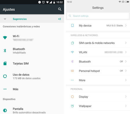 Ajustes Miui Vs Android