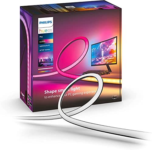 Philips Hue - Tira de luces led inteligente Hue Play Gradient para PC, 32-34", Luz Blanca y de Colores, sincroniza con el contenido de la pantalla, Compatible con Alexa y Google Home
