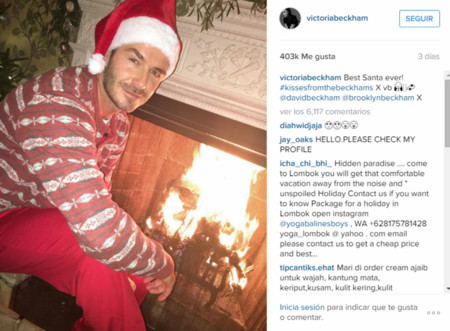 Así han pasado la Nochebuena David Beckham, Miguel Ángel Silvestre y otros famosos