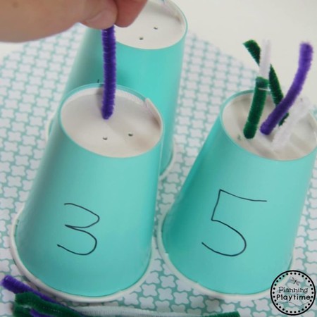 Manualidades Numeros Limpiapipas Vasos