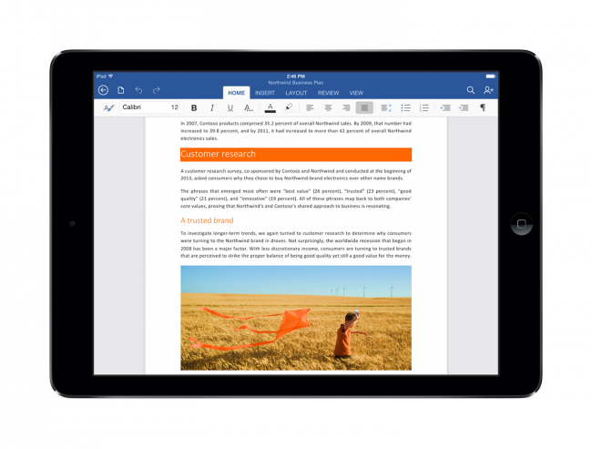 microsoft office word ipad ios apple