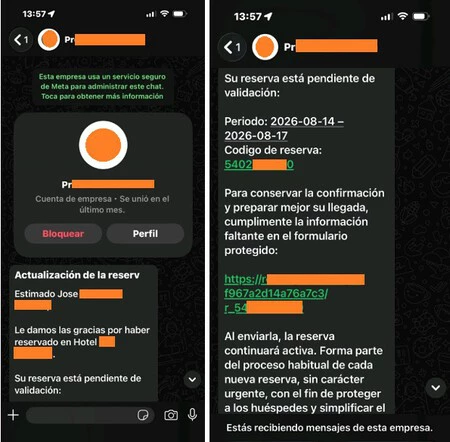 Fraude Phishing Hotel WhatsApp