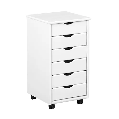 Inter Link Cajonera con ruedas 6 cajones pino macizo blanco 35x69x66cm