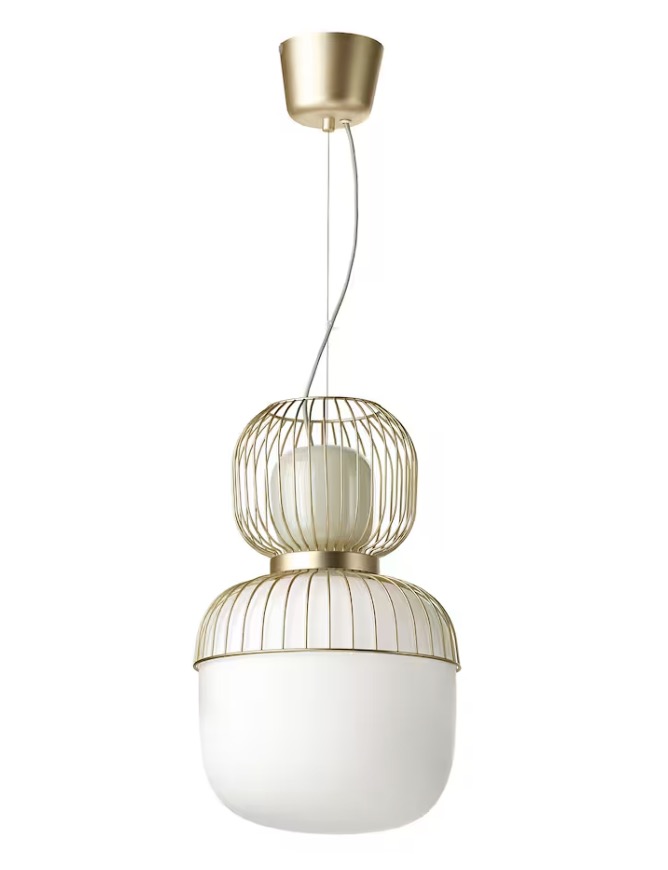 Lámpara de techo, blanco/verde claro vidrio/efecto dorado metal, 33 cm