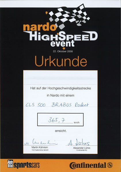 Brabus Rocket V12 Biturbo World Speed Record