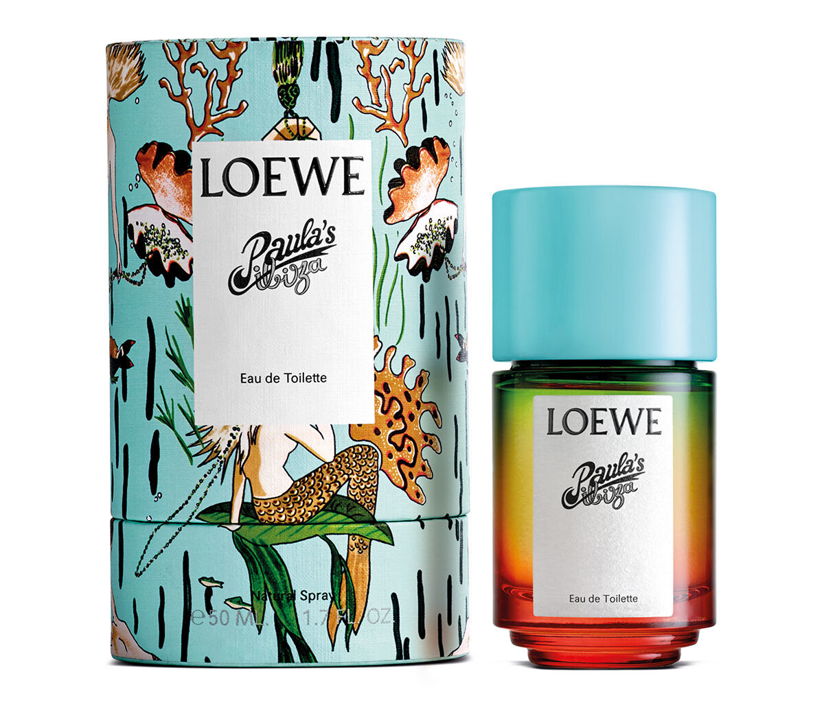 Notas sensuales de agua de coco, madera reflotada y aceite de Pachuli de Sulawesi capturadas en un frasco cilíndrico de color verde oliva degradado, que se funde con tonos escarlatas y naranjas propios del amanecer, complementado por un tapón del color azul de las aguas del mar.
Una fragancia desenfadada que condensa el espíritu bohemio y extravagante de Ibiza y evocar los días de luz y color que están por llegar.