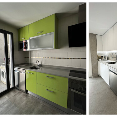 Era una cocina noventera estrecha y larga: ha pasado a ser moderna, abierta al salón y con mucha luz 