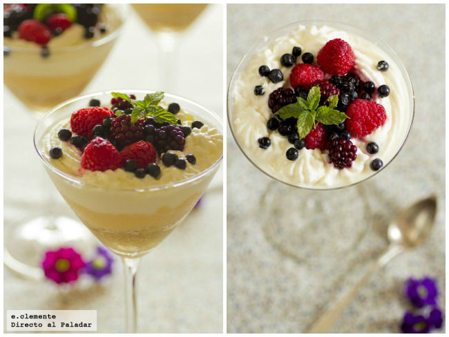 Trifle con frutas del bosque. Receta