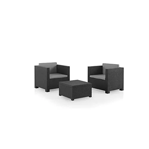 Conjunto de jardín "diva" tete a tete color grafito