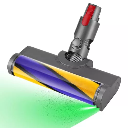 Ailomey Cabezal de Cepillo Eléctrico para Dyson V7, V8, V10, V11 y V15, Cepillo del Rodillo con Luces LED para Revelar el Polvo Invisible y Rodillo Suave para una Limpieza Eficaz en Suelos Duros
