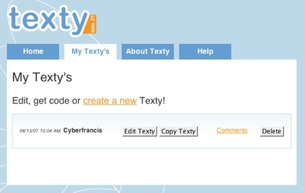 Texty, simple editor visual para sitios web