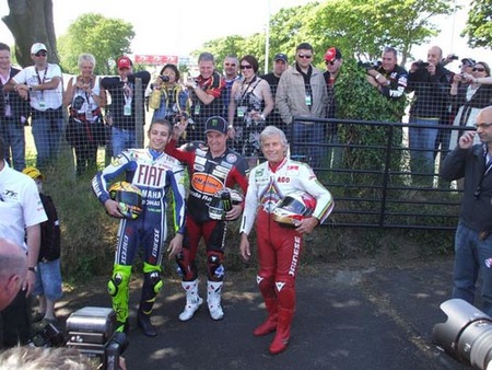 IOMTT 2009, John Mc Guinnes, Valentino Rossi y Giacomo Agostini