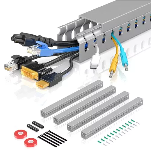 Kit de canalización de conductos de Cables Conducto de Cables de Ranura Abierta para Cable de TV (pack de 4)