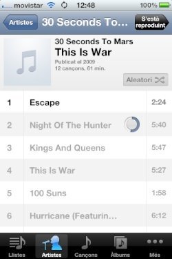 Sincronizando un album de musica, circulo de progreso