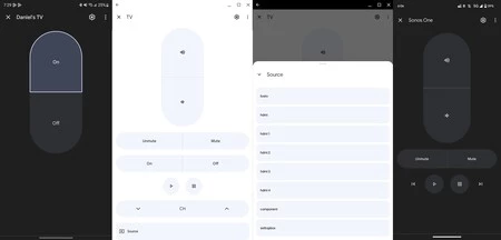 Google Home の古いテレビ コントロールと新しいテレビ コントロール (画像: 9to5Google)