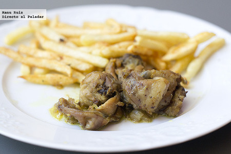 Conejo encebollado al curry. Receta