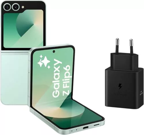 Samsung Galaxy Z Flip6 512 GB + Cargador - Teléfono Móvil con IA, Smartphone Android Libre, Cámara 50 MP, Verde (Versión Española)