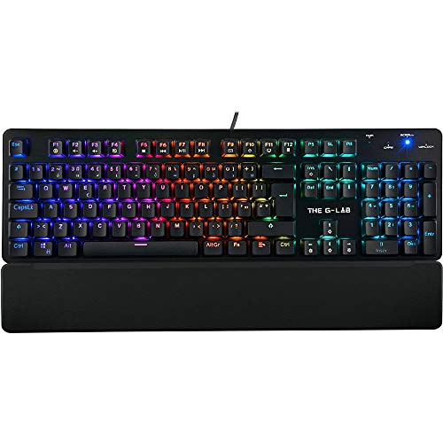 The G-Lab Keyz Rubidium Teclado Mecánico Gaming QWERTY – Incluye Ñ – Alto Rendimiento – Teclado Mecánico Red Switch – RGB, Anti-ghosting, ReposaMuñecas - PC PS4 PS5 Xbox One Nuevo 2022 (Negro)