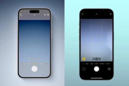 流出したiOS 18のカメラインターフェース(左)とiOS 17の現在のアプリインターフェース(右)