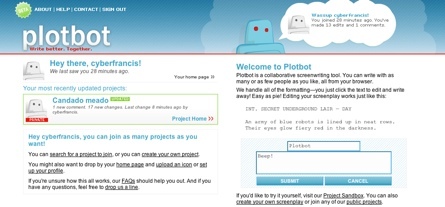 Plotbot, herramienta online de escritura de guiones de forma colaborativa
