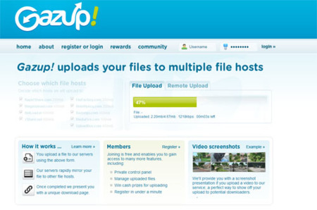Gazup, subiendo archivos a múltiples servidores de forma simultánea
