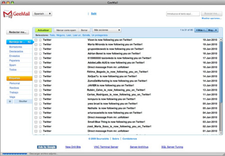 GeeMail un cliente de correo para GMail