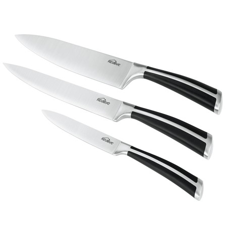 Cupón de descuento de 10 euros en el set de tres cuchillos de cocina Kealive: aplicándolo se queda en 9,99 euros en Amazon