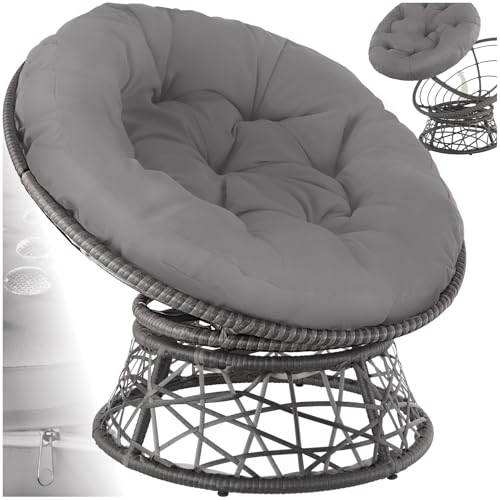 tectake® Sillón de Ratán y Acero en Forma de Cuenco