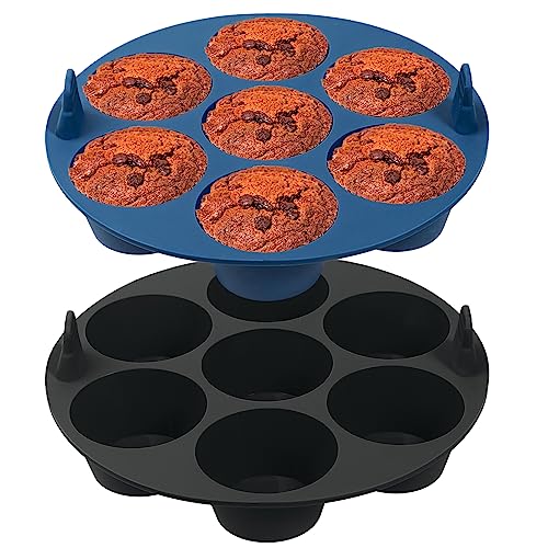 webake Molde Magdalenas Horno Silicona Para Freidora de Aire 2 Unidades Moldes de Silicona para Air Fryer Antiadherente Air Fryer Accessories