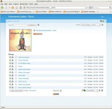Zina, jukebox por web