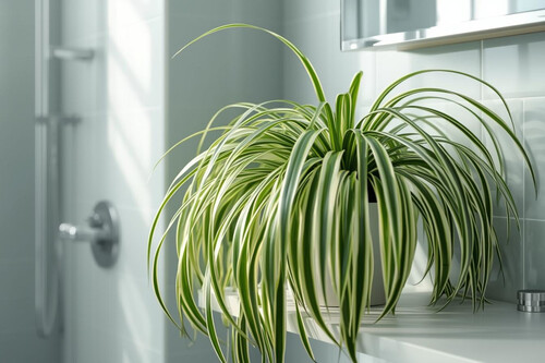 Chlorophytum Comosum En Un Bano