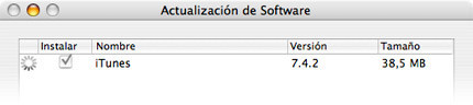Actualización de software: iTunes 7.4.2