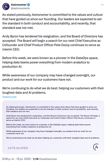 Astronomer Comunicado Pareja De Coldplay