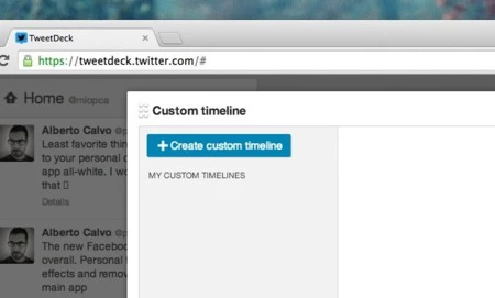 crear timeline nueva linea temporal tweetdeck