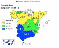 Mapa del paro en la EPA: ligera bajada en la tasa de paro hasta el 25,98%