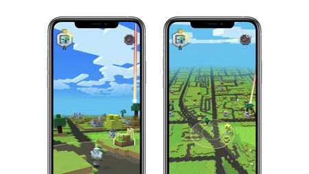 「Minecraft Earth」のマップ上の 2 つの異なる場所。