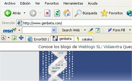 Pestañas en Internet Explorer