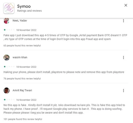 Symoo のレビューの一部 (画像: Bleeping Computer)