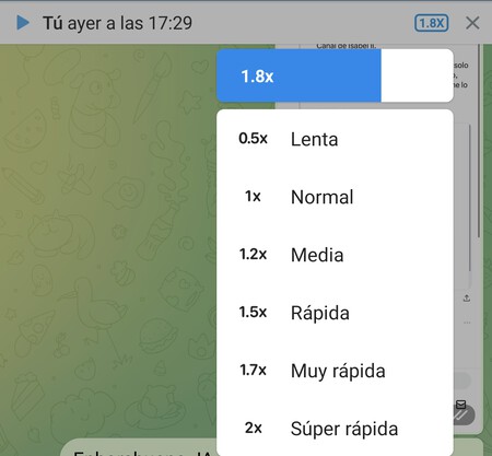 Velocidad Audios Telegram