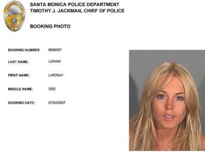 La ficha policial de Lindsay Lohan