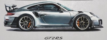 Es hipnótico ver a cámara rápida cómo se hace este dibujo hiperrealista del Porsche 911 GT2 RS