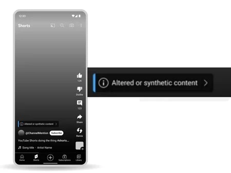 機密性の高いコンテンツに関するビデオ (この場合は「ショート」) 内の通知