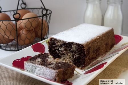 Plum cake de chocolate marmolado. Receta