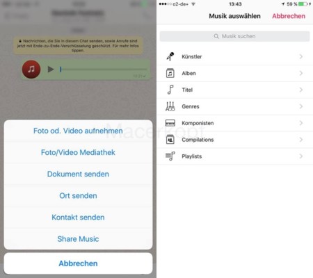 WhatsApp para iPhone por fin permitirá compartir canciones en su próxima versión