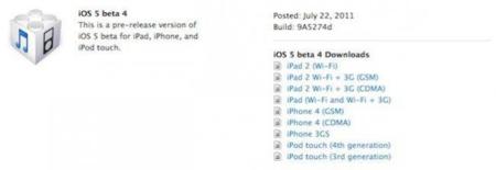 Apple lanza iOS 5 beta 4 "over the air"