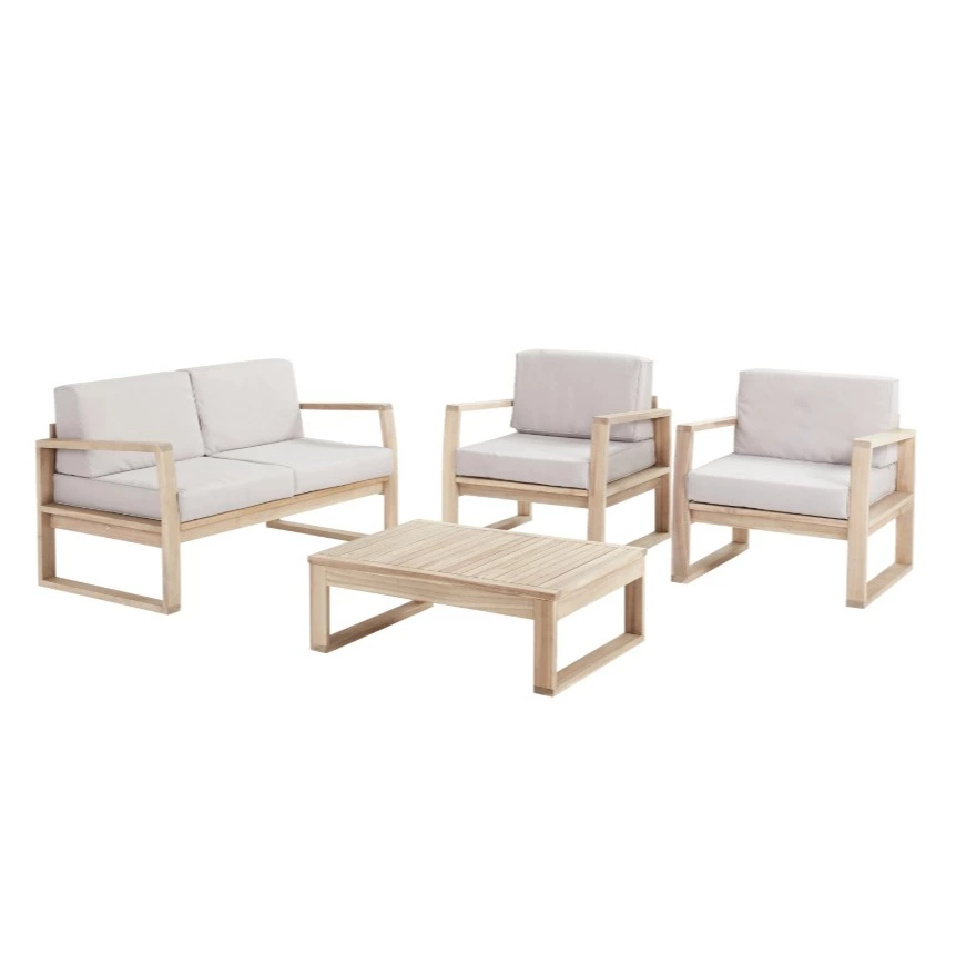 Set de jardín de sofás y mesa baja Solaris para 4 personas