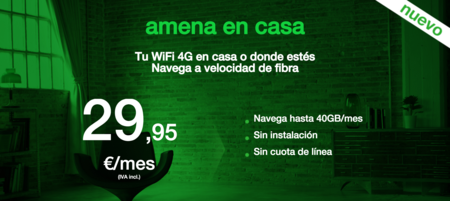 Amena rebaja de 100 a 40 gigas su alternativa al ADSL y elimina el límite para descargas