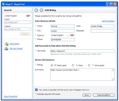 Skype 3.1 beta con SkypeFind