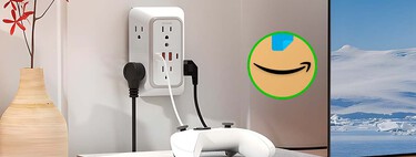 Multicontacto con protección de picos ideal para consolas, pantallas y electrónicos. Tiene seis enchufes y puertos USB 