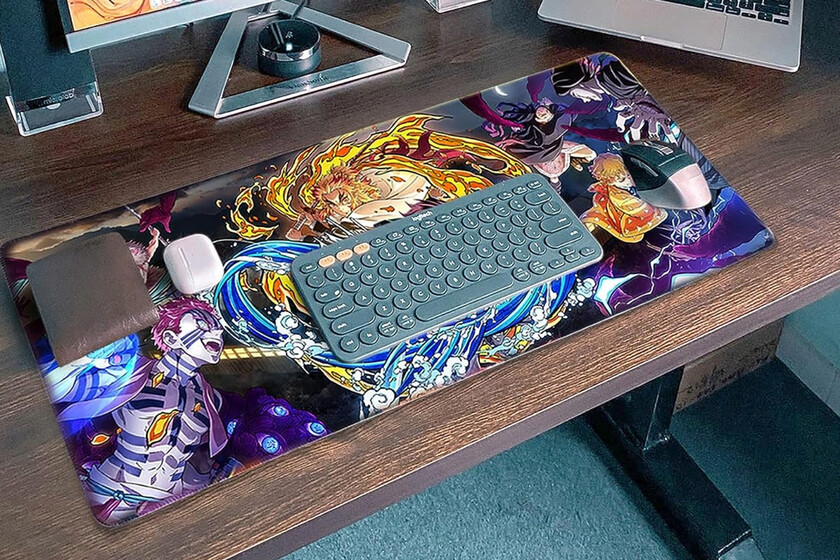 Alfombrilla de mouse compatible con Demon Slayer – Alfombrilla de mouse grande de anime para juegos para computadora, base de goma antideslizante, compatible con Kimetsu No Yaiba de 11.8 x 31.5